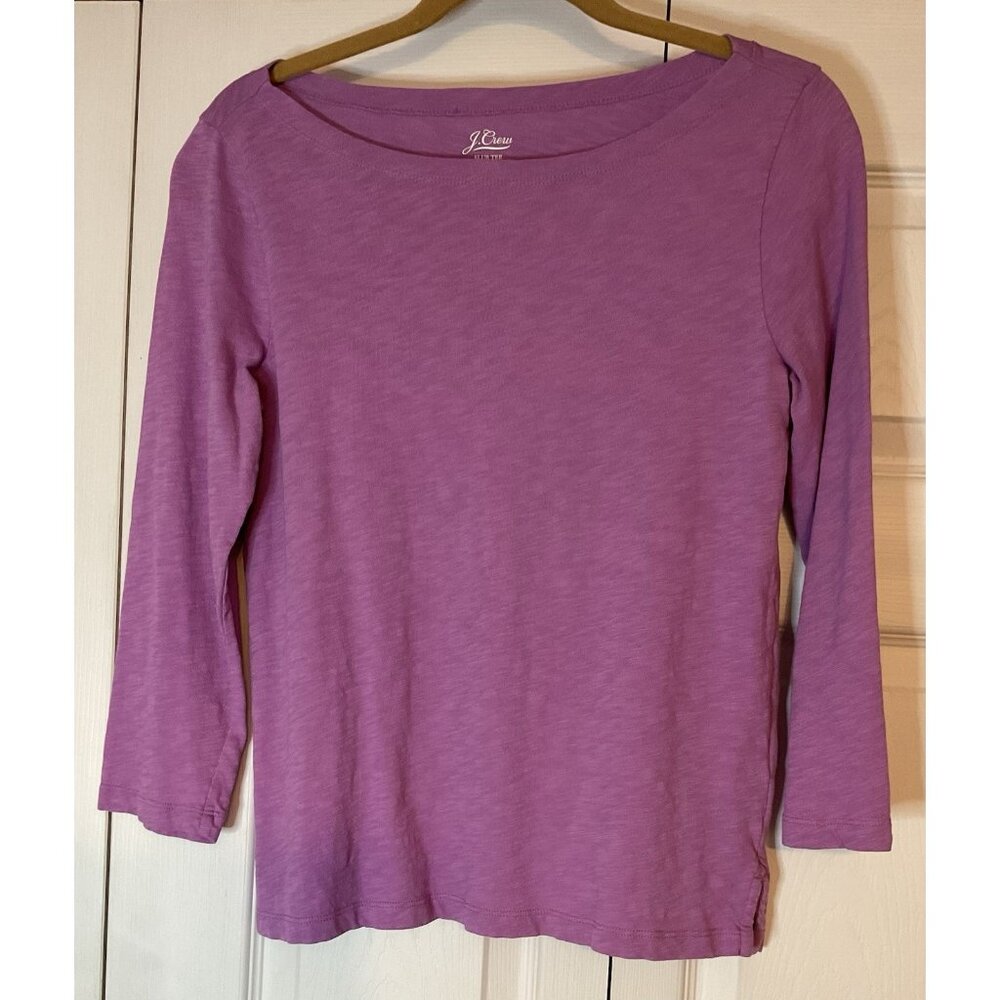 J. Crew Lilac Purple Slub Tee Long Sleeve Top 100% Cotton Size Small